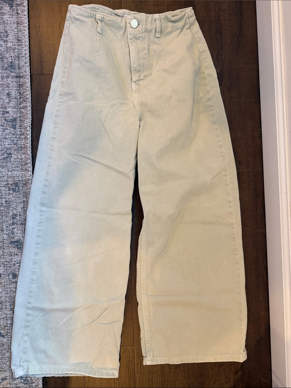 Zara Wide-Leg Pants in Light Beige